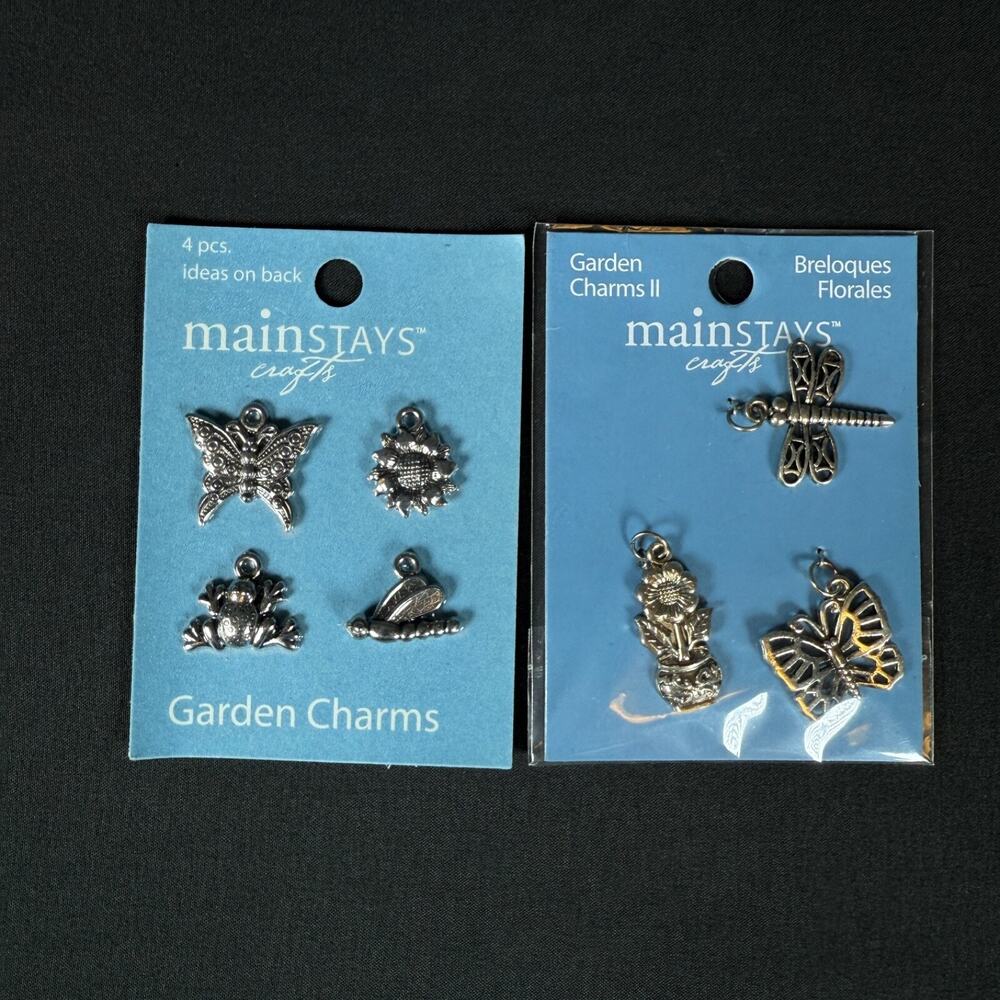 Lot of 2 Mainstays Crafts Garden Charms Breloques Florales Art Vintage pendant